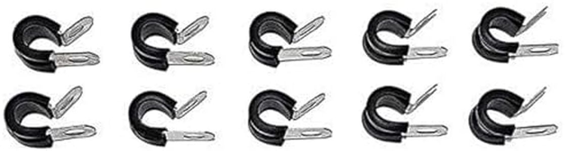 A-Team Performance - 3/8 Line Clamp Stainless Steel Removable Neoprene Cushion — Brake Fuel Oil Lines Ignition Wires Battery Cables Protection — 10 Pack