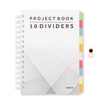 VABE UK Project Notebook - A5 Notebook with 10 Dividers, 300 Pages Project Book (150 Sheets) - 100gsm Lined Notebook Paper - Thick Matte Laminated Cover - a5 Note pad - (1, White)