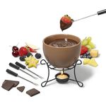 Starfrit Gourmet BISTRO Chocolate 7-pc Fondue Set - Ceramic - 4 Forks - Tealight