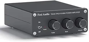 Fosi Audio TB10A 2 Channel Amplifier Stereo Audio Amp Mini Hi-Fi Class D Integrated TPA3116 Amp for Home Speakers 100W x 2 with 24V 4.5A Power Supply