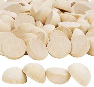 Belle Vous 100 Pack Natural Unfinished Wooden Half Craft Balls - 25mm DIY Mini Split Round Hemisphere Wood Ball Set - Art Supply Beads, Jewellery Design, Making Christmas Decorations & Projects