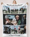 Personalised Blanket Custom with Picture Text Throw Blanket, Customized Photo Gift Birthday, Holiday, for Dad, Mom, Kids, Pet, Friends or Couples (7 Photos)