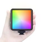 TARION RGB Camera Video Light: LED Vlog Lighting Full Color Dimmable 2500-7000K Bright On-Camera Light 1800mAh Rechargeable with 3 Cold Shoe Light Attachment for Photography DSLR Camera Gopro RPL-01