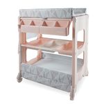 My Babiie Baby Changing and Bath Unit - from Birth to 11kg, Nursery Changing Station with Mat for Newborn, Infant Table with Water Basin and Storage - Rose Geometric