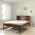 Amazon Brand - Solimo Shae Queen Size Solid Sheesham Wood Bed Without Storage (Natural Finish)