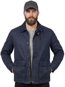 OctMoon Men’s Vintage Workwear Jacket with Full Cotton Twill Sarkar Collar – Casual Cotton Blend Utility Coat, Multi-Pocket Retro Style Fall Winter Jackets for Men(Navy)-L