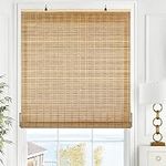 LazBlinds Cordless Bamboo Blinds, Bamboo Roll Up Shades for Windows, Light Filtering Hanging Window Blinds, Bamboo Shades for Patio Indoor/Outdoor Porch - Blinds Size: 34 1/5'' W x 72'' H, Brown206