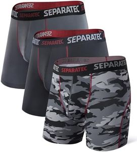 Separatec Mens Underwear with Pouch for balls Anti Chafing Underwear Men Athletic Sport Performance Long Boxer Briefs 3 Pack(M, Dark Gray/Black/Grey Camo)