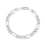 LeCalla Solid 925 Sterling Silver Italian 5 MM Diamond-Cut Figaro Chain Bracelet for Men Women 7.5 Inches