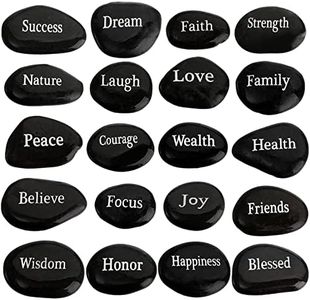 Jucoan 20 Pac Engraved Inspirational Stones with Words, 2.5-3 Inch Motivational Prayer Stones, Meditation Stones for Stress, Worry, and Anxiety, Encouragement Rock Gifts for Birthday Easter