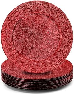 SOUJOY 12 Pack Red Charger Plates, 13 Inch Dinner Plate, Plastic Christmas Phoenix Pattern Elegant Serve Ware Plates for Weddings, Parties, Anniversary