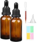 Amber Glass Bottle with Glass Pipette, 2 X 100ml Dropper Bottles Refillable for Essential Oil Aromatherapy Blends