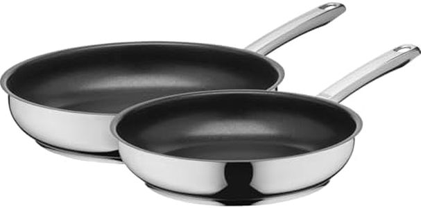 Silit Calabria Pfannen Set Induktion 2-teilig, 2 Bratpfannen 24, 28 cm, polierter Edelstahl, Antihaftversiegelung, backofengeeignet, wärmereduzierender Griff, breiter Schüttrand, induktionsgeeignet