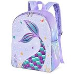 WERNNSAI Mermaid Kids Backpack - Sparkly Sequin School Children's Backpack for Girls Toddler Preschool Kindergarten Elementary 15” Lightweight Hiking Travel Casual Laptop Book Bag