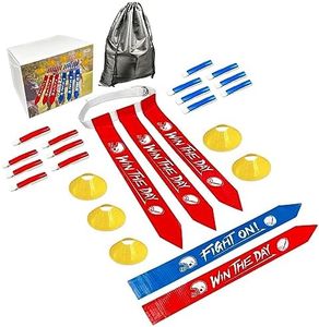 Flag Football Set - 14 Football Belts, 42 Football Flags, 5 Cones, 1 Bag - Indoor Outdoor Football Games Kit for Kids, Youth, and Adults