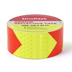 SinoPack Reflective Tape 1Pack 2IN X 30FT Waterproof High Visibility Red & Yellow, Industrial Marking Arrow Reflective Tape Heavy Duty Hazard Caution Warning Safety Adhesive ReflectiveTape