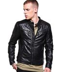 Leather Museum Biker Genuine Leather Jacket For Men (Size : XS to 4XL) (S, BLACK)