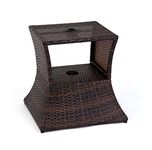 17" Square PE Rattan Umbrella Stand & Side Table by Trademark Innovations