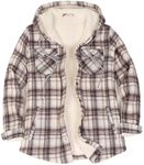 Womens Flannel Plaid Sherpa Fleece Lined Shacket Long Sleeve Button Down Boyfriend Shirts Jacket Winter Coats MK XXL
