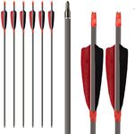 MS Jumpper Archery Carbon Arrows, High Percentage Carbon Arrow Spine 400 with 4" Real Feathers 100 Grain Points for Hunting/Targeting Compound/Recurve/Long Bow 6Pack