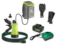 FLUENTPOWER Cordless Submersible Water Pump Kit, 18V Battery Operated Rain Barrel Pump 530GPH, Max 2 Bar, Portable Transfer Pump for Water Butt Tank Pond Pool, with 8.2ft Cord and 7.2ft Hose