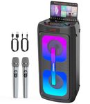 Karaoke Machine for Adults with 2 Wireless Microphones, Portable Bluetooth Speaker PA System with Dicso Lights for Big Pary, Stage Subwoofers, Outdoor, for Family, Music Lover
