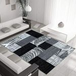 viceroy bedding Rug ABSTRACT Design Black Grey Charcoal Rugs Living Room Extra Large Size Soft Touch Short Pile Carpet Area Rugs Non Shedding (120cm x 170cm (4ft x 6ft))