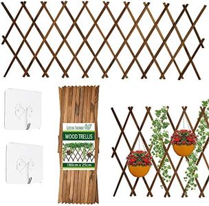 Green Thumbz Treillis Jardin - Treillis Bois Extensible 180cm x 25cm avec Crochets - Durable Treillis Plante Grimpante Exterieur - Decoration Jardin Exterieur pour Vignes et Fleurs