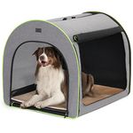 Petsfit Dog Crate, Foldable, Soft Portable Travel Kennel, with Washable Mattress Coat, Easy-Fit for Large Dogs 35.5x29x30 Inches, Gray