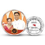 Silviya BIS Hallmarked Personalized 25th Wedding Anniversary Gift | 999 Pure Silver Coin (10 Gram) Round Shape with Custom Message Card | Unique & Memorable Gift for Wife | Husband | Friend | Couples