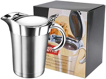 IAXSEE Gravy Boat 26oz Extra Large Double Insulated 304 Stainless Steel, Gravy Warmer, Double Wall Creamer Pitcher and Caramel Sauce for Coffee, Stainless Steel Pitcher