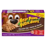 Bear Paws Chocolate Chip Cookies - Soft Cookie Snack Packs, Family Size, Peanut Free School Snacks, 480g, 12 pouches