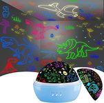 Night Light for Kids,Dino and Car 2 in 1 Night Light Projector 360° Rotating Kids Night Light,16 Colors Dinosaur Toys for Kids Room Bedroom Decor, Birthday Christmas Socks Gifts for Kids Boys