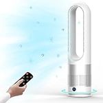 Bladeless Cooling Fan, 23.62 inch Tower Fan, 80° Oscillating Pedestal Fan with Remote Control, 8 Speeds, 8H Timer, LED Display with Auto Off, Portable Quiet Cooling Fan for Bedroom, Home, Office