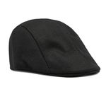 SUNICO Men's Flat Caps - Mens Flat Caps UK Mens Flat Cap Beret Irish Forward Cap,Black Flat Cap Casual Trend Linen Duckbill Hat.