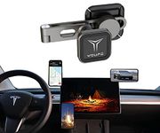 Invisible Foldaway Car Mount for Tesla Model 3/ Model y Magnetic Cell Phone Car Mount for Floating Display Phone Holder Smooth Silicone Surface Support iPhone MageSafe Metal Arm