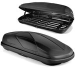 TANGZON Car Roof Box, 400L Waterproof Hard Shell Roof Box with Locking System & Dual Side Opening, Rooftop Cargo Carrier for Luggage, Bags and Camping Gear, Fits Most Cars, Black