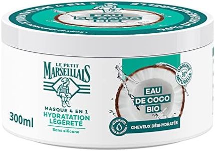 Le Petit Marseillais, Masque 4 en 1 Hydratation Légèreté Eau de Coco Bio (pot de 300 ml) – Masque pour cheveux déshydratés sans silicone – Masque capillaire 96 % d'ingrédients d'origine naturelle
