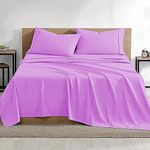 ATK-8 Bedding Lavender Bedsheet 500 TC Egyptian Cotton bedsheet for Super King Bed Soild Color Flat Sheet with 2 Pillow Covers 3Piece (108 x 110) Super King Size Bedsheet (17x27) Inches Pillow Case