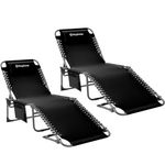 KingCamp Set of 2 Sun Lounger 5-Position Adjustable Backrest for Garden Recliner Chaise Lounge Chair Folding Sun lounger Portable Sunloungers with Pillow Sun bed for Beach Terrace Pools Camping