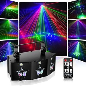 Luce da discoteca Luce da festa, 9 Lenti LED RGB Palcoscenico Luce Strobo Illuminazione Effetto Dj Proiettore con Suono Attivato per Casa Feste Karaoke Compleanno Matrimonio Bar