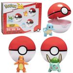 Pokémon Clip 'N' Go Pokeball & Battle Figure Set, 3-Pack - Let's Go Starters Charmander, Bubasaur, Squirtle with Poke Balls - Officially Licensed - Gift for Kids