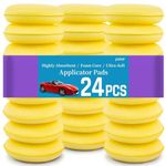 Foam Car Wax Applicator Pad - PSLER Foam Applicator Pads Detailing Round 4 inch Polishing Sponges for Car Wax Applicator Pad 24 Pack-Yellow Christmas Gifts