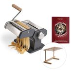 Manual Noodle Machine Nonna, Stainless Steel, Pasta Maker incl. Recipe Booklet, Pasta Dryer & 3 Cutting attachments for Spaghetti, Lasagna, tagliatelle - Misty Cliff