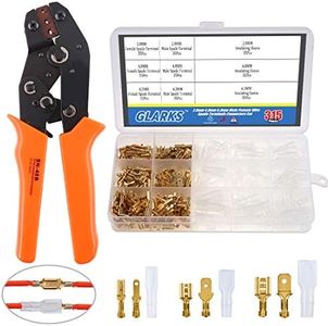 Glarks Self-Adjusting Wire Terminals Crimping Pliers Tool AWG26-16(0.5-1.5mm²) with 315Pcs 2.8mm 4.8mm 6.3mm Male/Female Wire Spade Connectors Terminals Crimper Kit