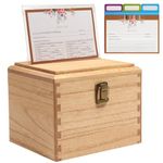 KIRIGEN Wood Recipe Box with Cards and Grooves Kitchen Recipe Organiser Box with 100 Recipe Cards Wooden Recipe Card Box Set Rustic Recipe Holder Lovely Cooking Assistance Box(CPH-NA)