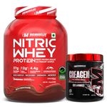 Bigmuscles Nutrition Nitric Whey Protein (2kg, Rich Chocolate) | 27g Isolate Protein with Creagen 4in1 Creatine Complex (100g, Unflavoured)