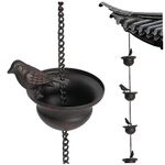 Rain Chain Rain Water Catcher outdoor rain chains 94.49 Inch Movable Hanging 8 Birdbaths Rain Catchers for Garden Rustproof Decorative Hanging Garden Ornaments for Oudoor Indoor