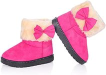 DADAWEN Baby's Girl's Toddler Fashion Cute Bowknot Fur Lining Princess Warm Snow Boots Rose Red US Size 6 M Toddler