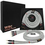 WORLDS BEST CABLES 2.5 Meter ULTIMATE - 9 AWG - Ultra-Pure OFC - Premium Audiophile HiFi Bi-Wire Speaker Cable Pair with Eminence Gold Banana Plugs & Silver Tweed Jacket